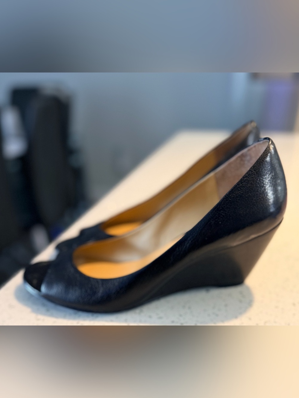 Nine West peep toe wedge heels